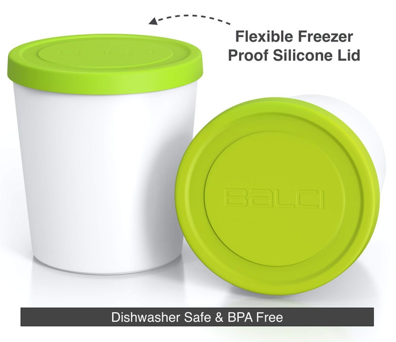 BALCI - Premium Ice Cream Containers (2 Pack - 1 Quart Each) Perfect Freezer Storage Tubs with Lids for Ice Cream, Sorbet and Gelato! - Green - Image 2